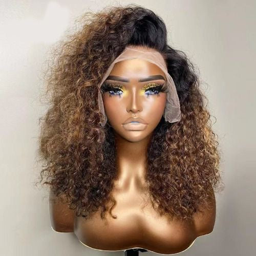 # P4/27 , natural color Jerry curly lace transparent 13*4, 4*4 pre cut pre bleached lace