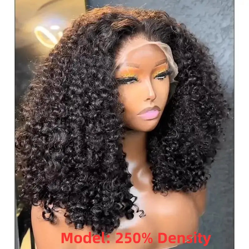 Glueless Wig Curly Human Hair 13x4 Lace Frontal Curly Wave Bob Wig Pre Plucked Natural Hairline