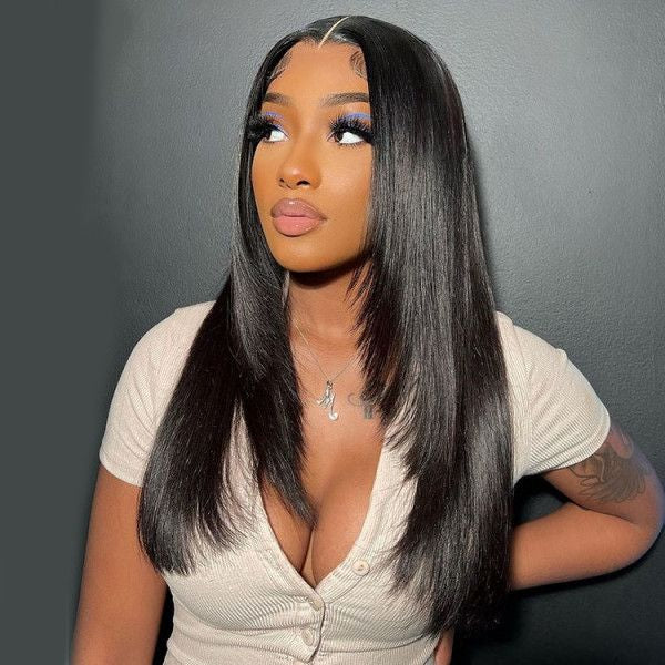 Happiness hair 13*4, Lace,13/4 transparent lace Front Wigs 4*4 HD lace pre cut pre bleached For Women Natural Black Human Hair Straight Wigs