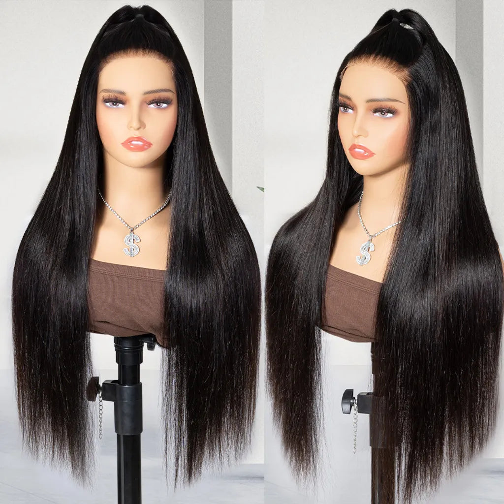 Happiness hair 13*4, Lace,13/4 transparent lace Front Wigs 4*4 HD lace pre cut pre bleached For Women Natural Black Human Hair Straight Wigs